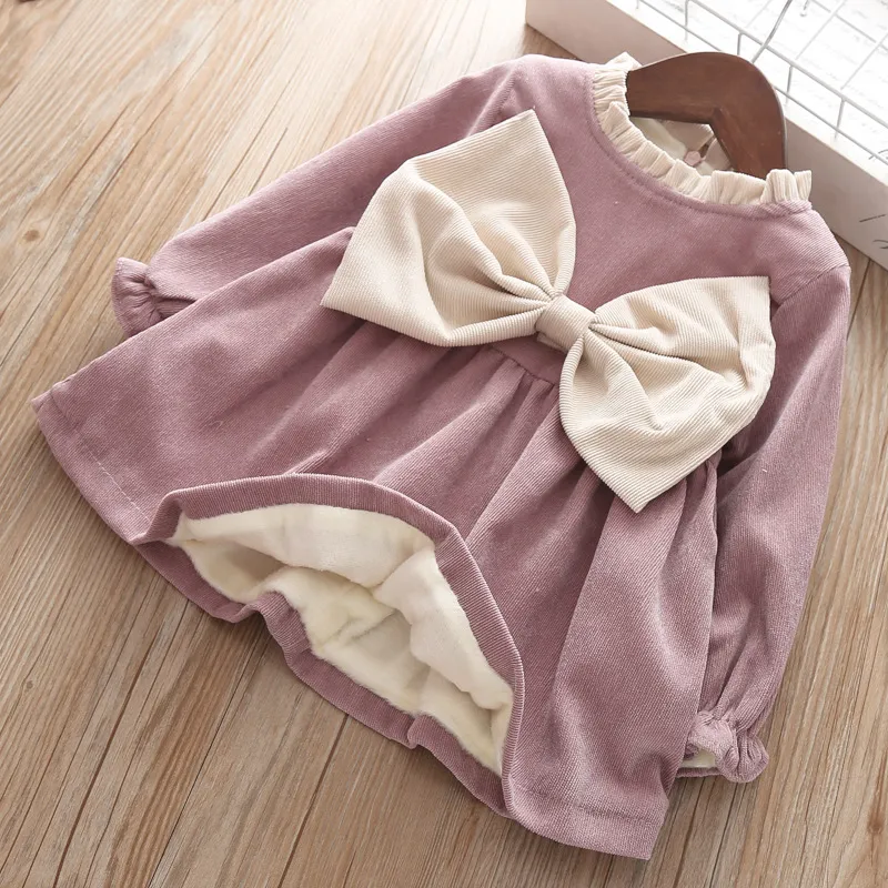 Children Clothes Autumn Girls Dress Baby Girl Princess Big Bow Long-sleeved ChildrenClothes 210515