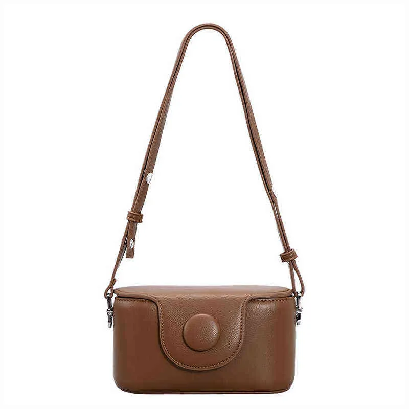 Shopping Bags MABULA Brown Camera Shape Crossbody Purses for Women Soft Leather Vintage Evening Unique Novelty Handbag 220304