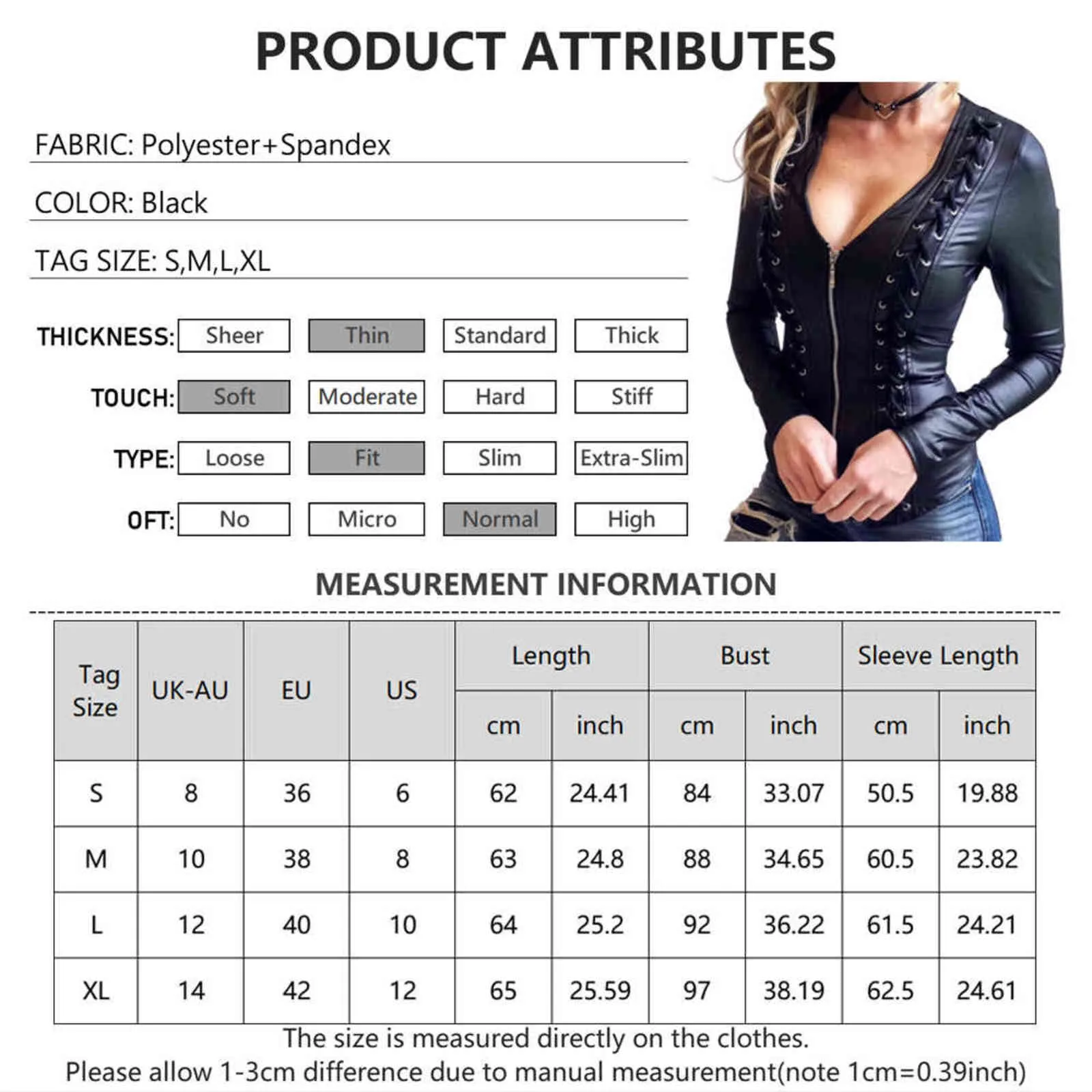 Femmes Moto Skinny Vestes en cuir Noir Dames Moto Bikers Zipper Up Veste à manches longues Printemps Automne Manteaux d'extérieur 211112