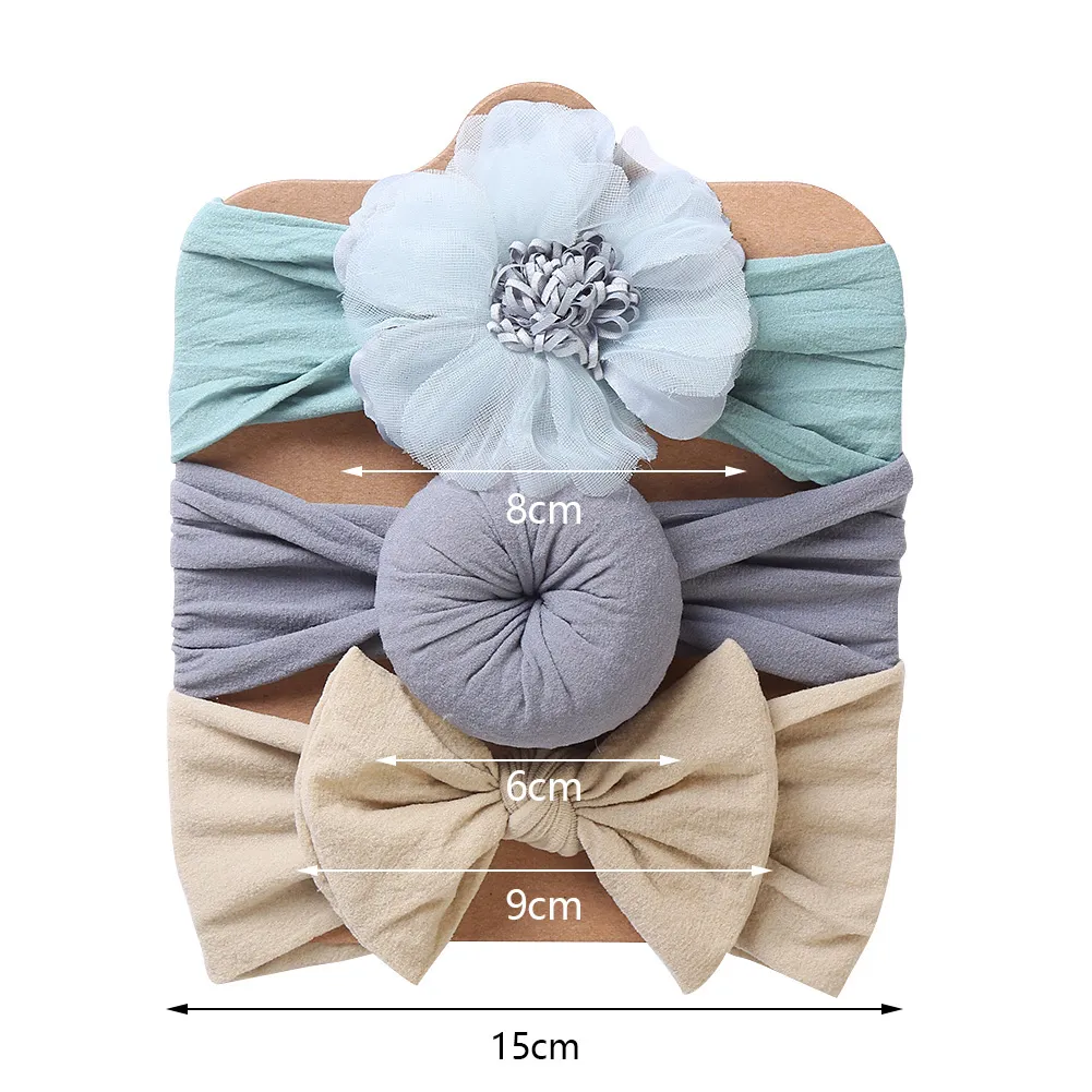 Solide nylon pasgeboren baby jongen meisje hoofdband elastische bloem haarbanden zoete donuts headwraps mode kinderen hoofdtooi