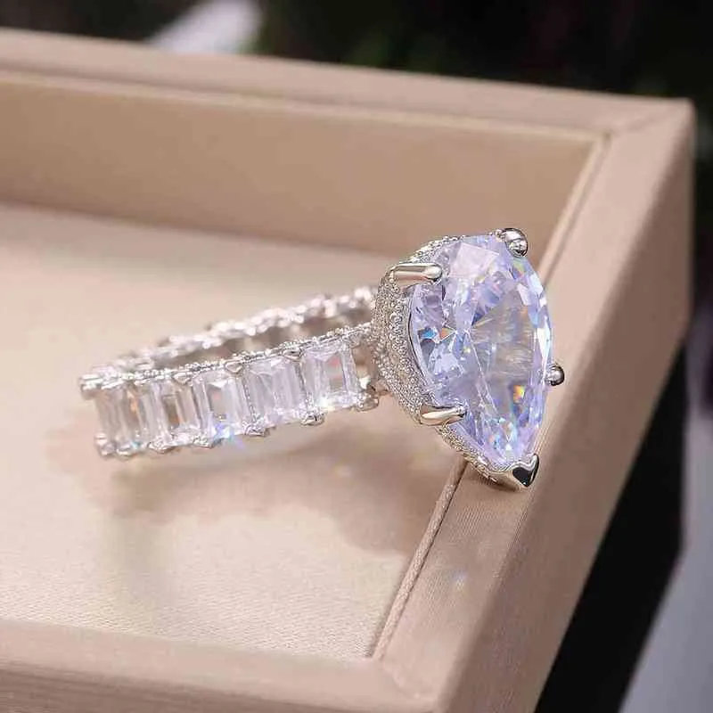 10mm Diamentowy diamentowy pierścień ślubny Biżuteria Zaręczyny Cyrkon Rings Vintage Biżuteria Prezenty Dla Kobiet Mężczyzn Imprezy