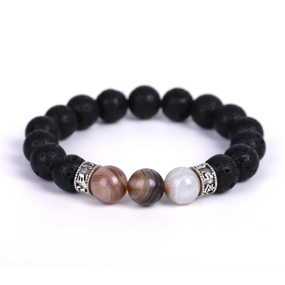 Bracelet Onyx Six-Charge True Words Bouddhism Purification Reiki Yoga Volcanic Stone Handstring Bijoux populaire