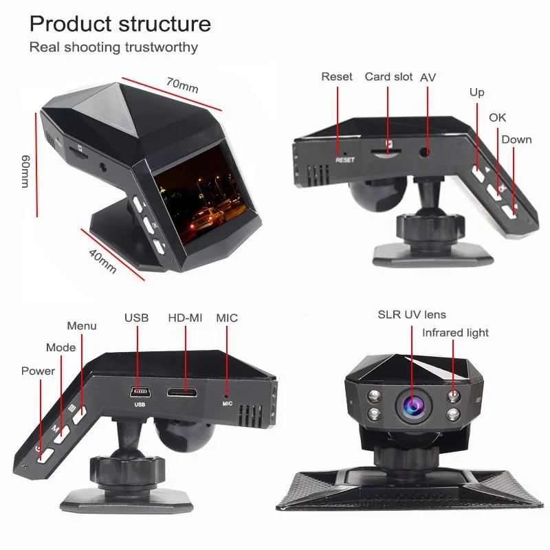 car dvr DVR Cam 4k HD 1080P Recorder 170 Angle Night Vision Car Recorders Cycle Recording Dash Camera Video Registrator