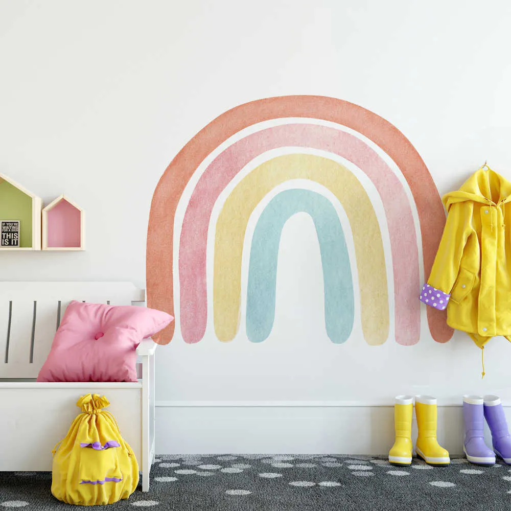 Bedroom Pink Rainbow Removable Wall Decals Nursery Art Stickers Wallpaper Posters Girls Bedroom Gift Home Decor Wall Papers 210705