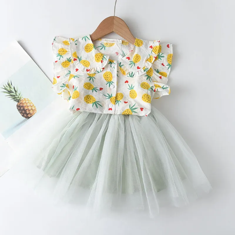 Mädchen Casual Kleid Sommer Kinder Nette Bowtie ES Kinder Schöne Mesh Party Kostüme Baby Kleidung 210429