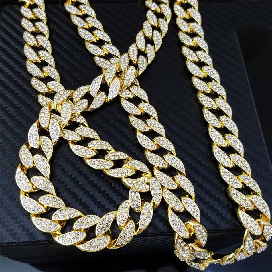 Iced Out Miami Cuban Link Chain Gold Silber Herren Hip Hop Halskette Schmuck 16 Zoll 18 Zoll 20 Zoll 22 Zoll 24 Zoll 26 Zoll 28 Zoll 30 Zoll2560