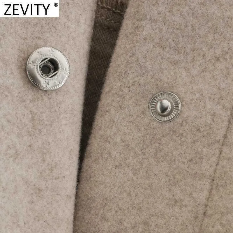 Zevity Women Vintage Solid Color Duże kieszenie Patch Casual Koszula Płaszcz Kobiet Streetwear Znosić Chic Luźna Kurtka Topy CT615 210603