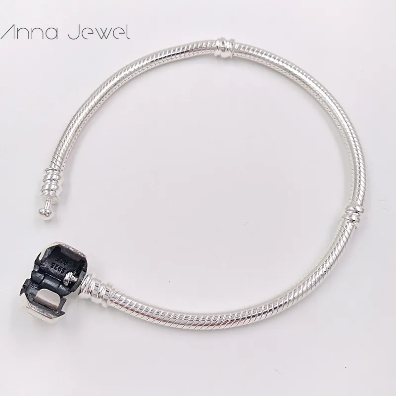 1 stks Drop Verzending Sieraden 925 Sterling Zilveren Armbanden Dames Snake Chain Charm Beads Sets voor Pandora met Logo Ale Bangle Kinderen Verjaardagscadeau 590703HV