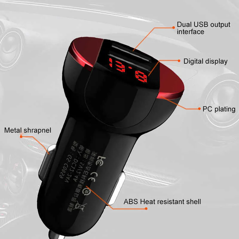 Uniwersalna ładowarka samochodowa 5 V / 3.1a Dual USB do Huawei P10 Plus Mate 9 Xiaomi MI5 MI6 Monitorowanie napięcia LED