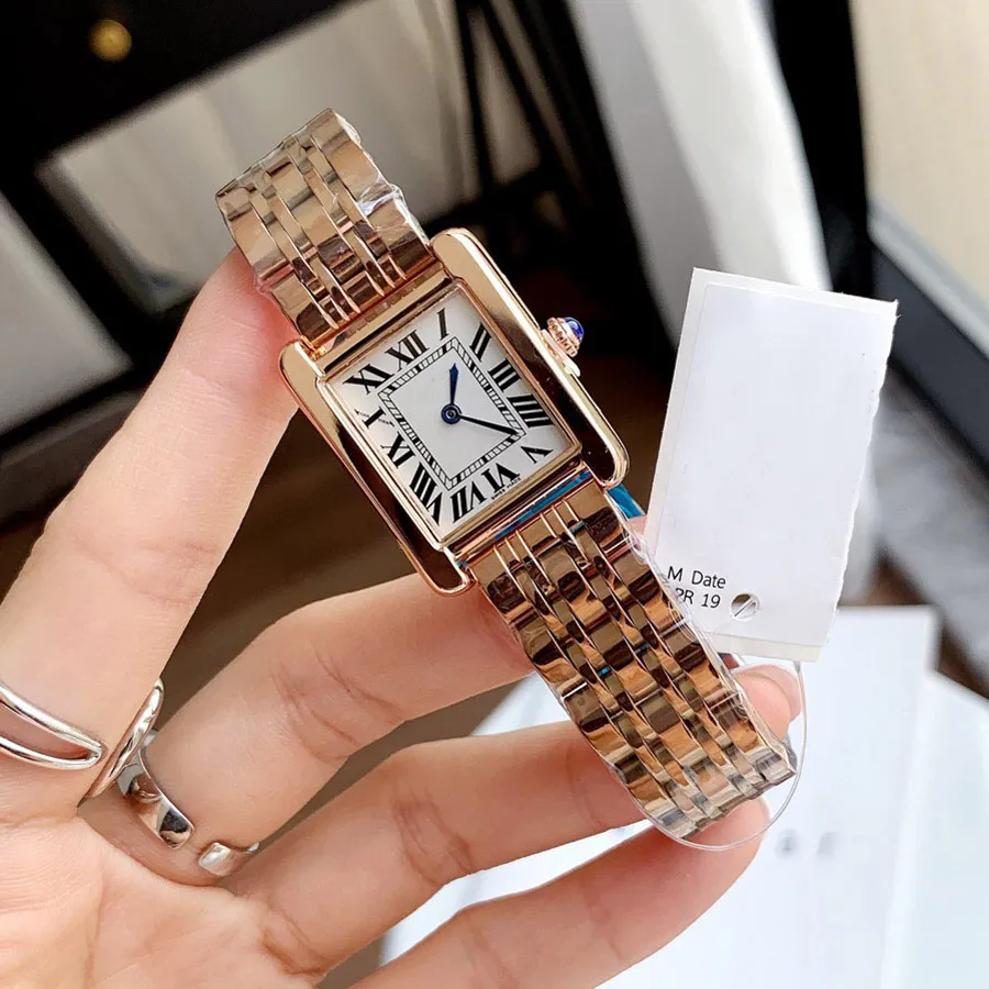 Marka modowa zegarek dla dziewcząt prostokąta arabska cyfr deel styl metalowy metal dobrej jakości zegarek na nadgarstek C64293H