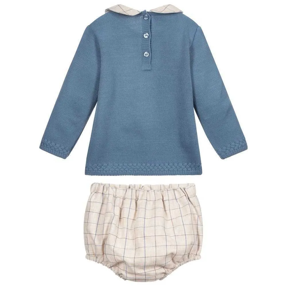 Spaanse stijl baby jongens cothes set baby gebreide trui tops korte broek kinderen boutique truien groothandel kleding Y1024