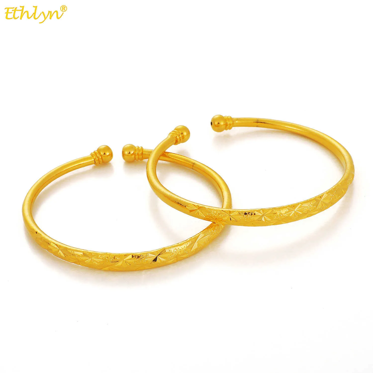 Etlyn 2st / Charmöppningsbart armband för kvinnor Dubai Indien Guldpärlor Bangle Girls Women Hand Smycken Arabera Gift My123 Q0717