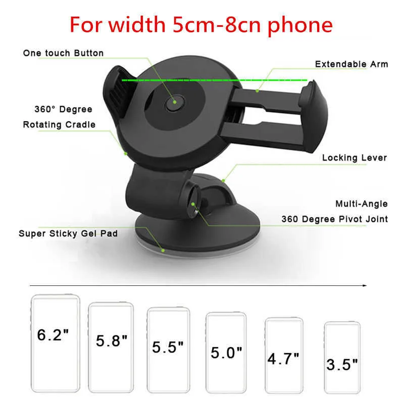 İPhone X XS 8 6 Plus Ön Cam Araba Montajı Stand Emme Kupası Tutucu Smartphpne Otomatik Destek6316480