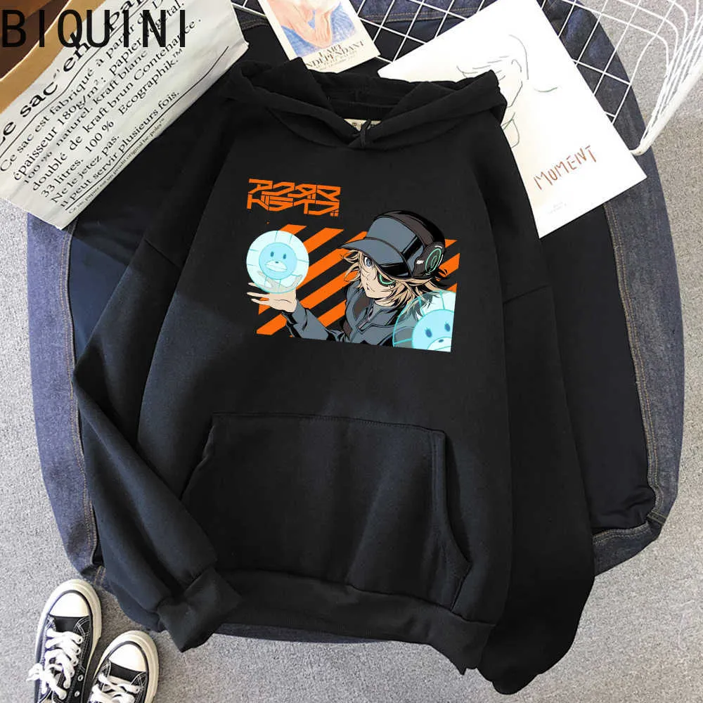 Akudama Drive Hacker Stampa Anime Felpa con cappuccio Abbigliamento adolescenti Donna Inverno Top Felpa oversize Donna Harajuku Streetwear Wram Y0820