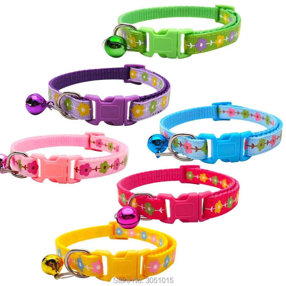Wholesale Pet Collars for Puppy Cat Collar With Bell Adjustable Buckle Collar Dog Accessories ID Tag Collar For Small Dog 210729