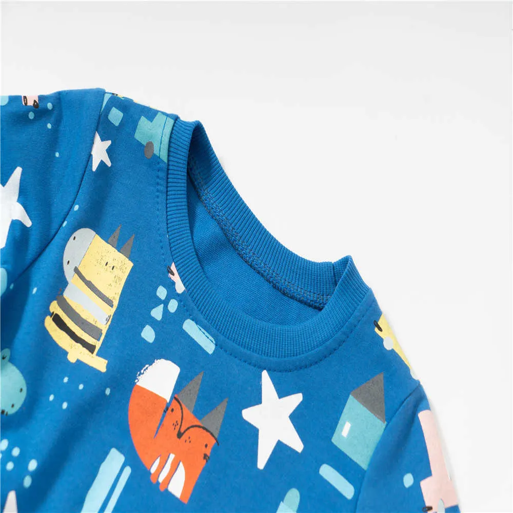 Jumping Meters Noël Garçons Filles Sweatshirts Automne Hiver Père Noël Applique Coton Enfants Stripe Vêtements Kid Boy Shirt 210529