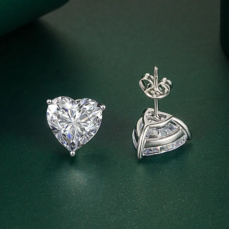 2022 Ins Top Sell Orecchini a bottone Semplici gioielli di moda Solitario Multi colore 5A Zircone cubico CZ Diamante 925 Sterling Silver Heart 1969