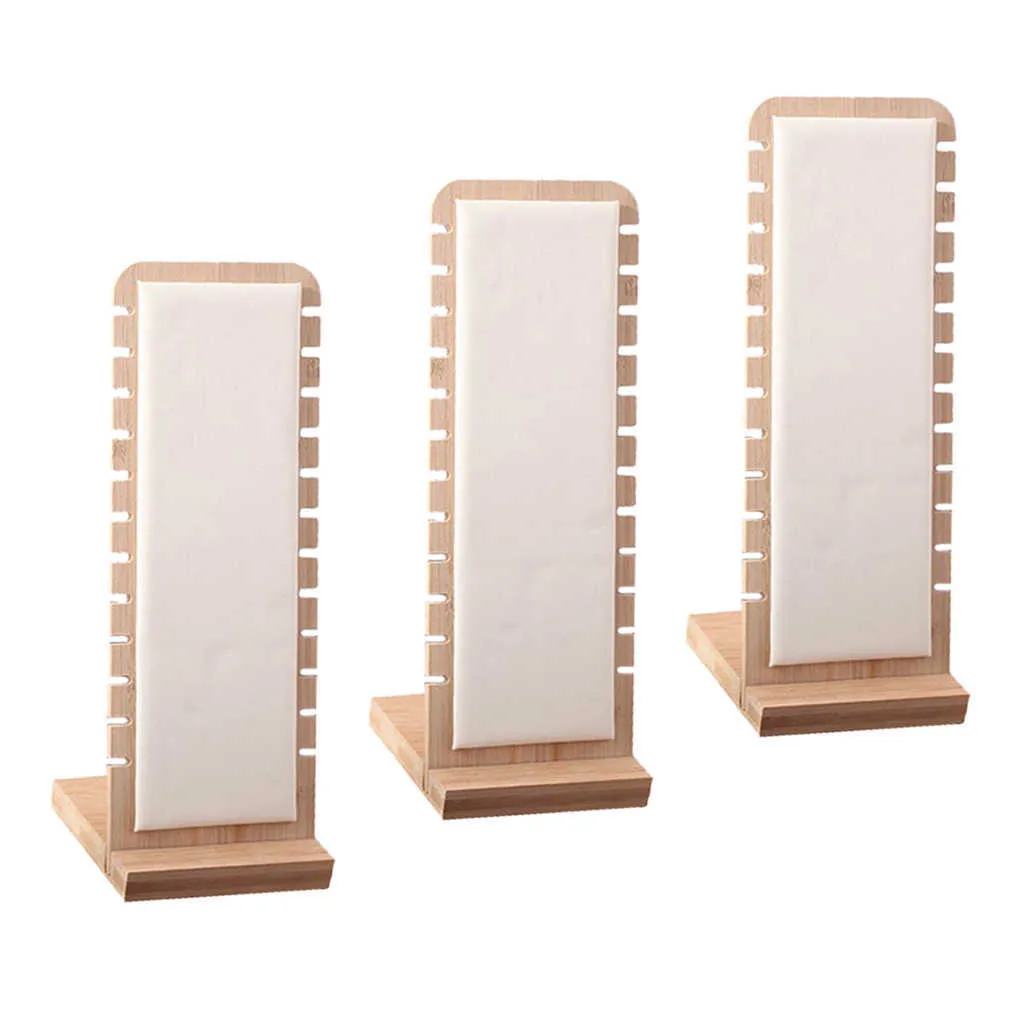 3x Modern Bamboo Necklace Jewelry Tabletop Display Boards 27x10cm Neckchain Display Stand 210713259c