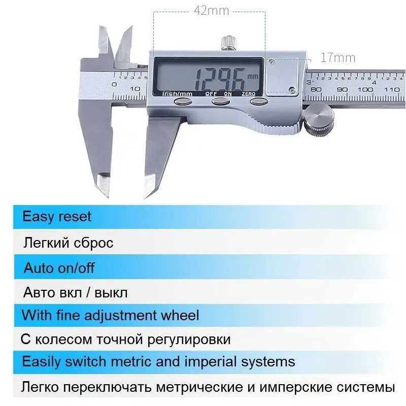 Pied à coulisse numérique électronique 300 mm en acier inoxydable calibre de mesure de haute précision testeur de profondeur de hauteur 210810