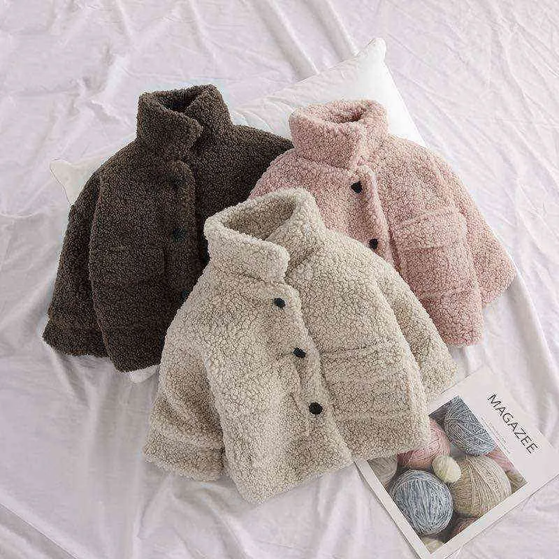 Automne hiver bébé filles vestes vêtements d'extérieur épais laine d'agneau infantile enfant en bas âge manteau velours vêtements chauds 211204