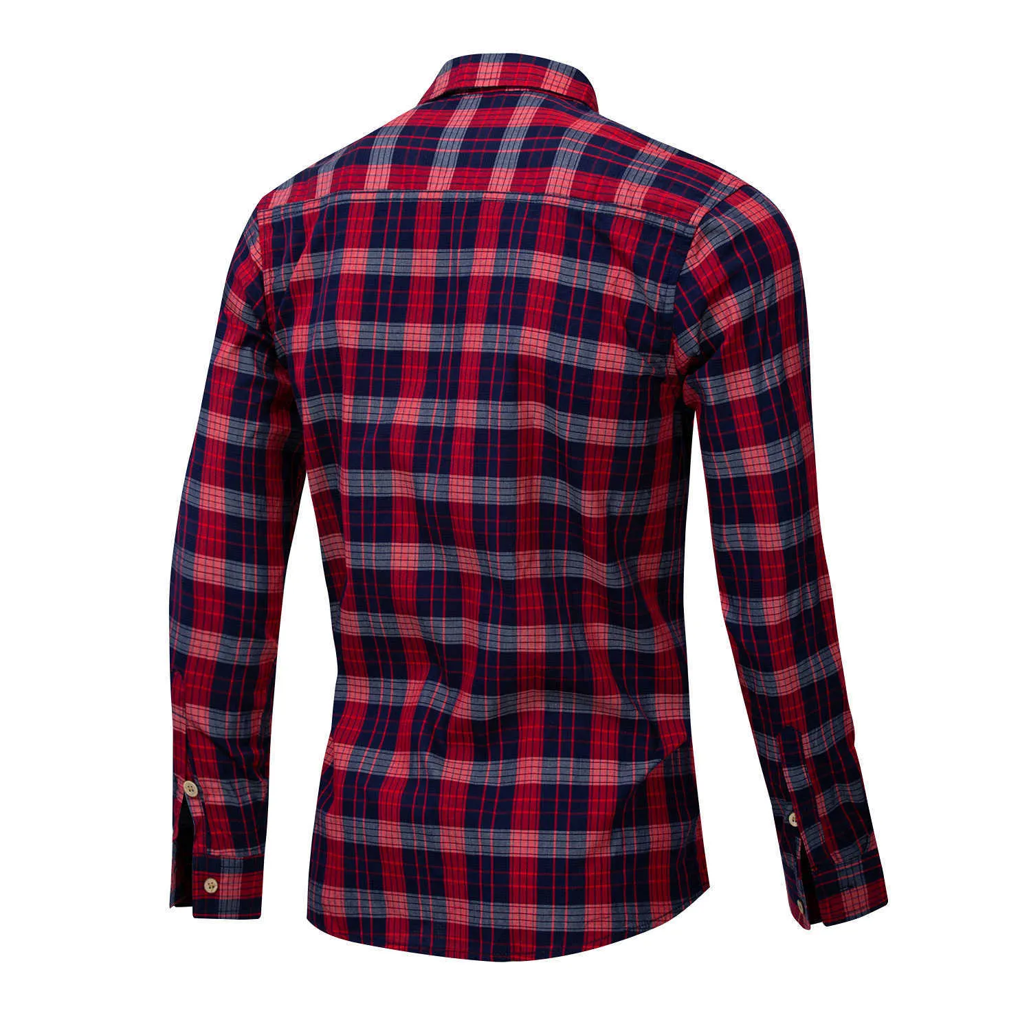 Fredd Marshall Fashion Red Plaid Shirt Men Casual Długim Rękawem Slim Fit Koszulki z kieszenią 100% bawełna EUR Duży rozmiar 198 210527