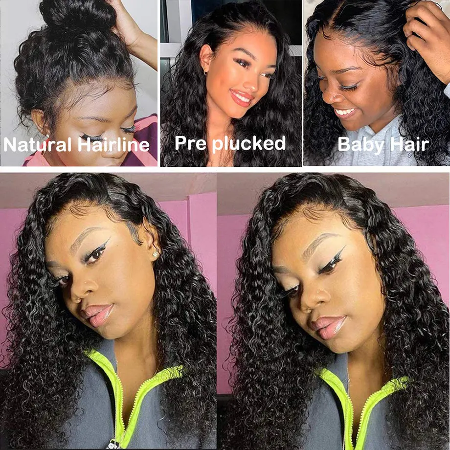 Wasserwelle Spitze Vorderperücke menschliches Haar Perücken für schwarze Frauen brasilianisches Haar 30 Zoll nass und wellig hd losen tiefe Welle Frontaler Wigfaktory Direkt