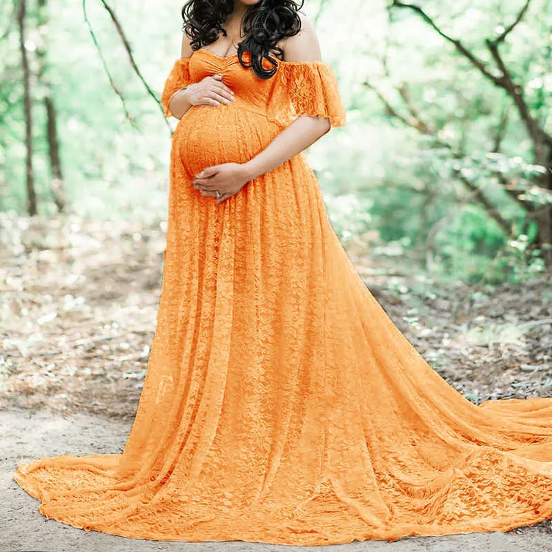 Vestido de maternidad de encaje elegante Fotografía Fotografía Sesión de fotos Vestidos para mujeres embarazadas Ropa Vestido de embarazo para sesión de fotos Y0924