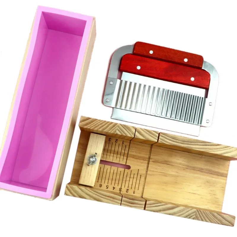 Ensemble coupe-pain de savon en bois, moule et rectangle en Silicone L5YE, outils de pâtisserie 204D