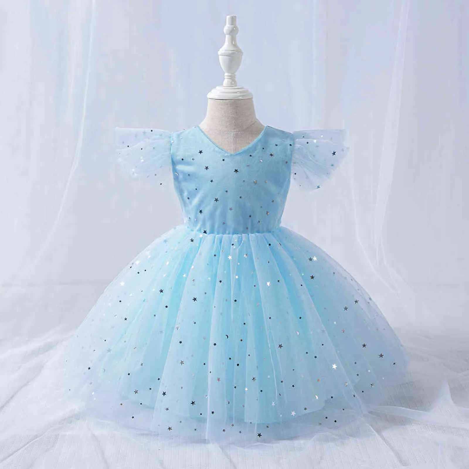 夏のスパンコールのレースのドレスプリンセス子供女の子の結婚式の子供たちはドレスアップ服最初の誕生日の赤ちゃんの女の子ドレス24ヶ月G1129