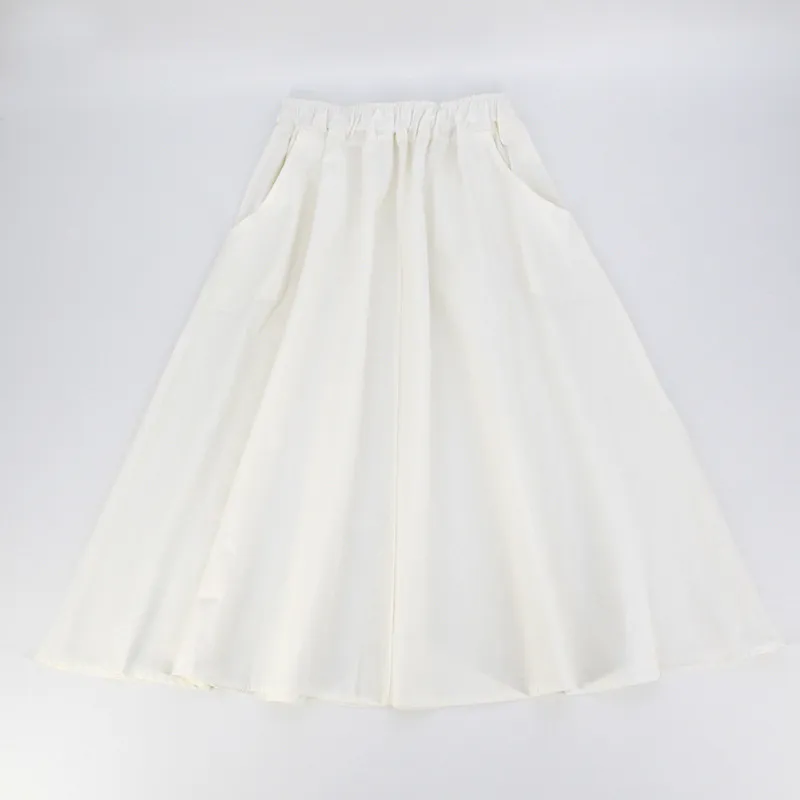 Mujeres Maxi Falda de algodón blanco Chica Casual Midi Elástico Cintura alta Tallas grandes Flare A Line Color puro Faldas de verano Mujer B13229X 210416