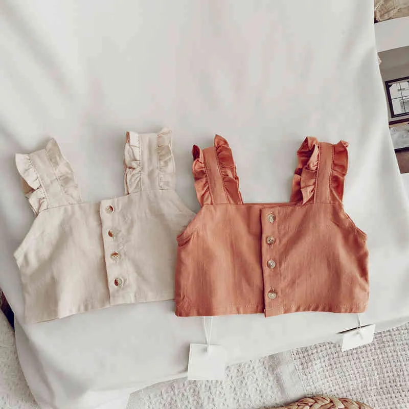 子供の女の赤ちゃんの服セットトップスソルブノースリーブシャツのクロップ格子模様のa-lineスカート新しい夏のカジュアル服セット女の子2-6y G220310