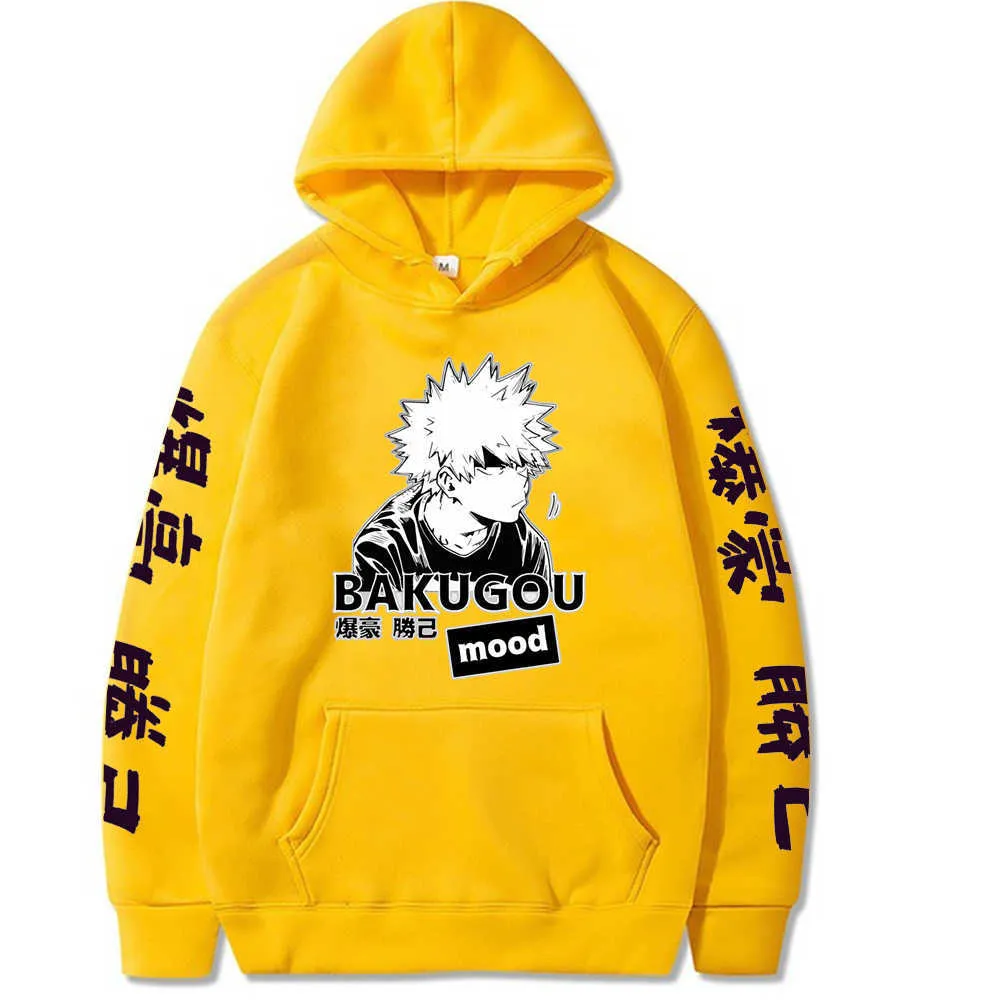 Japan Anime Harajuku My Hero Academia Cosplay Felpa con cappuccio Donna Uomo Felpa Bakugou Katsuki Pullover Giacca con cappuccio Sportswear H0818