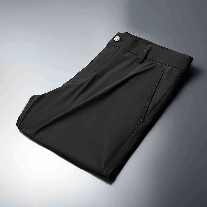 Hommes pantalons glace soie affaires pantalons décontractés affaires sport confortable respirant léger lâche pantalon droit hommes 211119