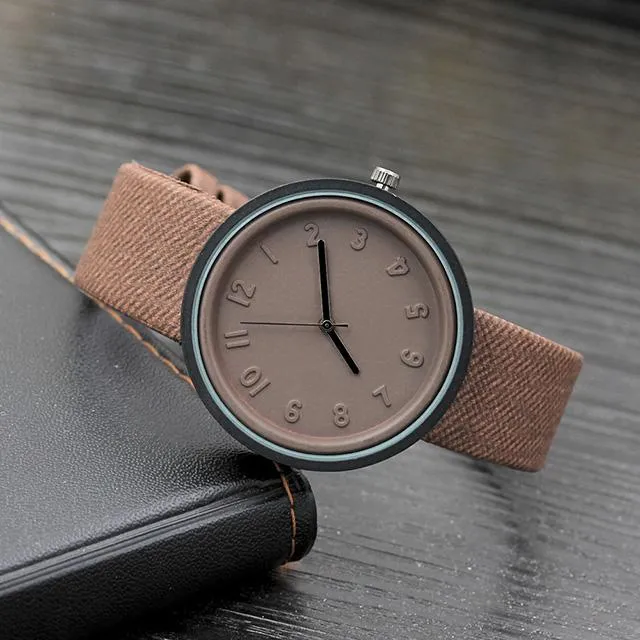 Stereoscopic Numeral Girls Watches Womans Creativity Canvas Leather Strap Fashion Simple Casual Ultra-thin Ladies Watch 2021 Wrist3104