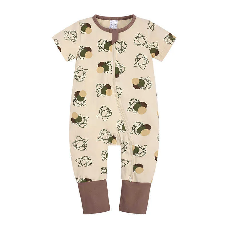Baumwolle Baby Strampler Neugeborenen Zipper Kurzarm Cartoon Kleinkind Outfits 2021 Body für Babys Jungen Mädchen Kleidung 0-24M Sommer