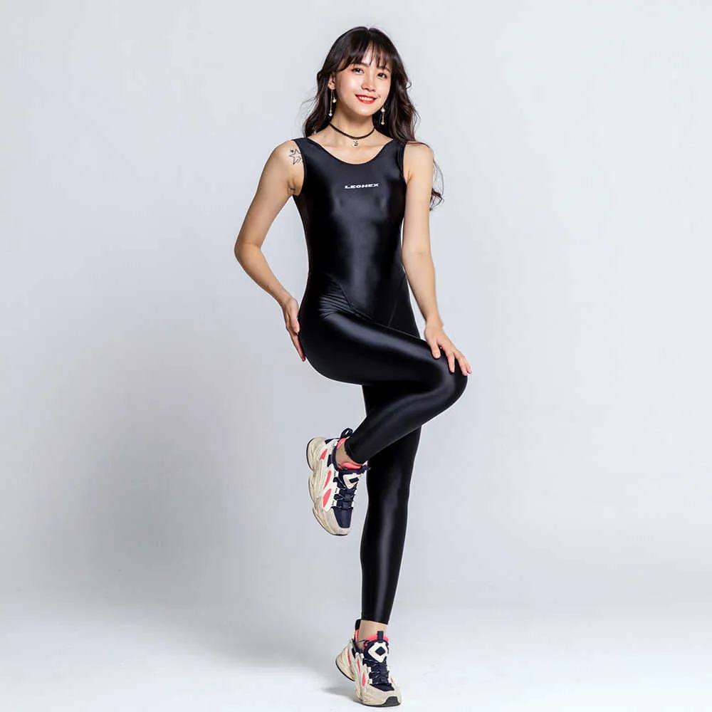 Leohex Jumpsuit Wide Shoulder Strap Gym kostym Kvinnor Yoga Set Sexig Backless Bodysuit Workout Bikes Fitness Sets 210802