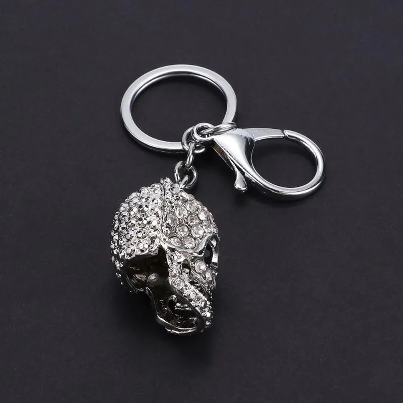 Keychains European And American Style Skull KeyChain Big Crystal Purse Bag Ornament Car Key Accessories Men Women Fashion Pendant204p