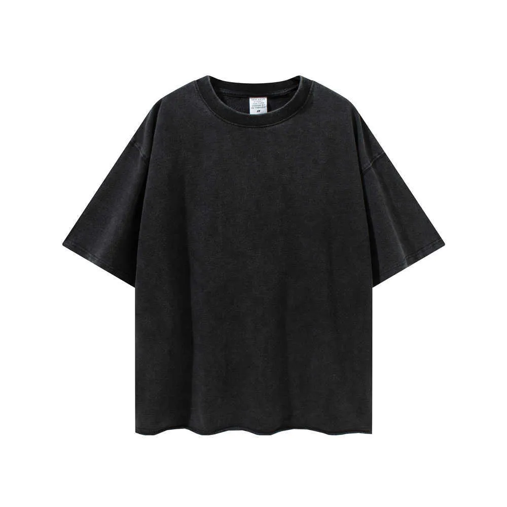 T-shirt a maniche corte in spugna lavata in capo T-shirt raglan estiva in cotone pesante streetwear otto colori 210716