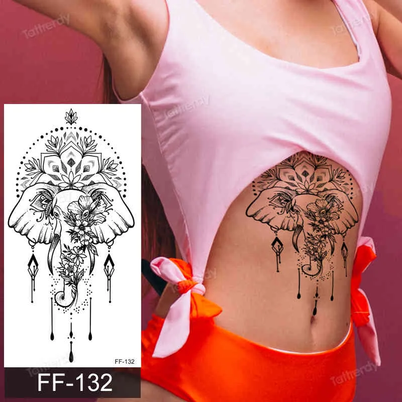 Waterproof Tattoo Full Arm Sticker Large Pattern Sleeve Band Black Henna Lace Fake Sexy Tattoos For Women Temporary Tatoo Stickers