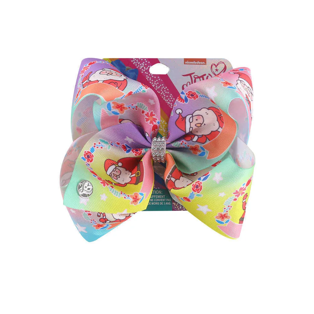 8 cali duże jojo siwa girl039s łuk bok świąteczny mas xmas impreza Święty Mikołaj Bow Bow Spin 8 -calowe dzieci 039S Prin3274443