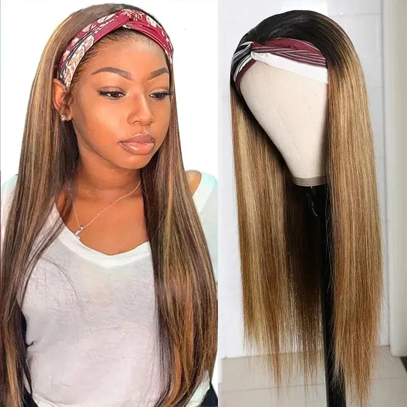 白と黒の女性のための16~24インチのヘッドバンド合成のかつらのシミュレーション人間の髪のウィッグPelucas JC0045