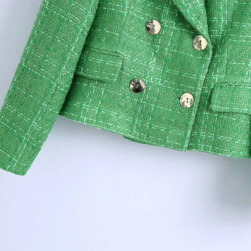 Slim Kobiety Zielony V Neck Długi Rękaw Płaszcz Spring-Jesień Moda Damska Vintage Kobieta Single Breasted Blazer 210515