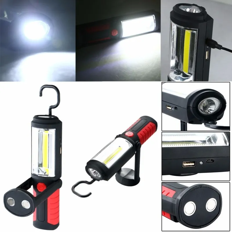 Powerful Portable 3000 Lumens COB LED Flashlight Magnetic Rechargeable Work Light 360 Degree Stand Hanging Torch Lamp For 220224209398356