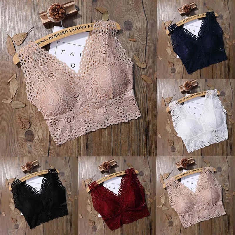 Frauen Tube Tops Stil Mode Verkauf abgeschnitten Blumendruck Harness V-Ausschnitt solide aushöhlen Spitze Camisole kurze Kleidung 210522