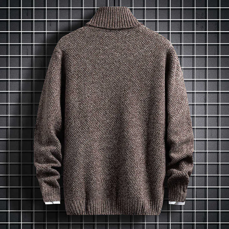 Turtleneck Sweaters Men Solid Pullovers Winter Knitted Sweater Turtleneck Pullovers Black Gery Winter Warm Sweater Men Clothing 211018