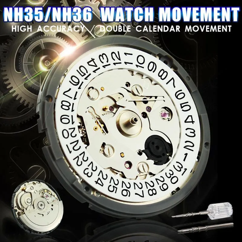 Hela automatisk mekanisk rörelse med hög noggrannhet för armbandsurlindning NH35 NH36 Watch Day Date Set Reparationsverktyg Kits2431