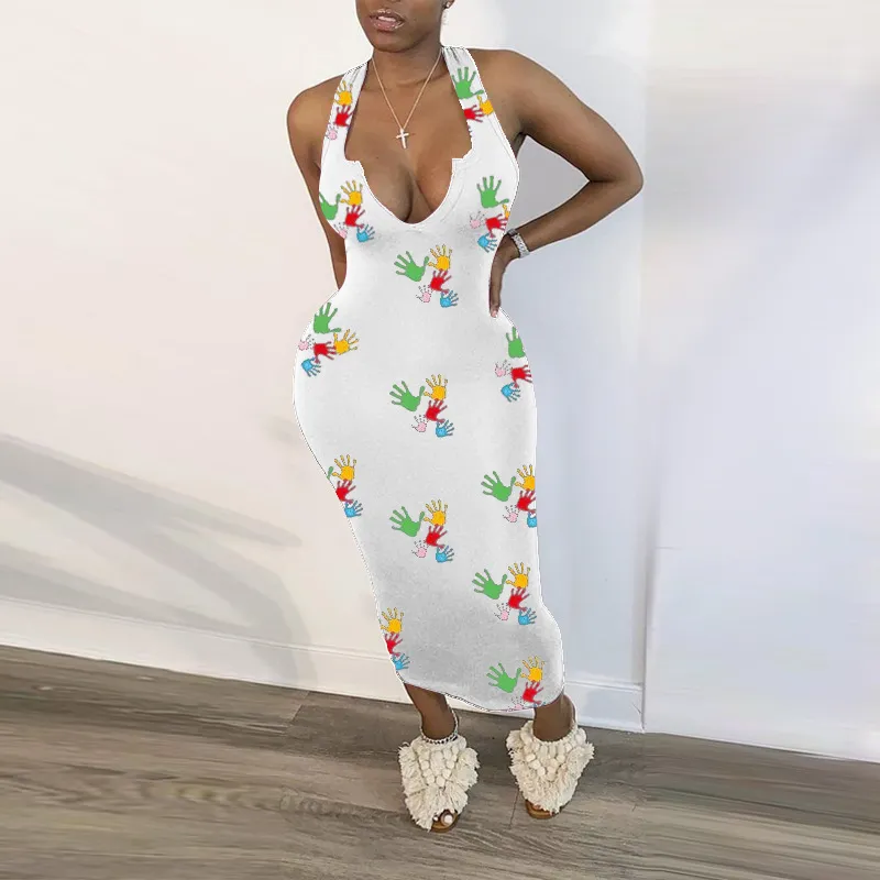 Colorful Printed Summer Woman Dress Arrival Fashion Sexy Evening Party Club Elegant Midi Spaghetti Strap 210525