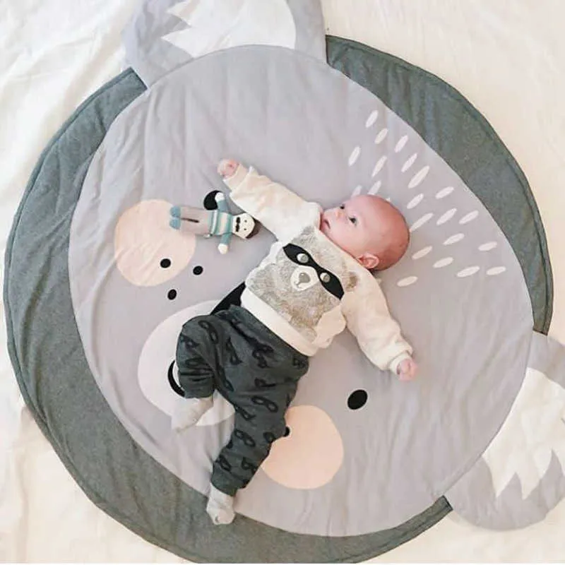 Nordic Style Cartoon Dieren Lion Face Quilted Play Mats Carpet Tapijt Kinderbed Kamer Decor Po Props 210724