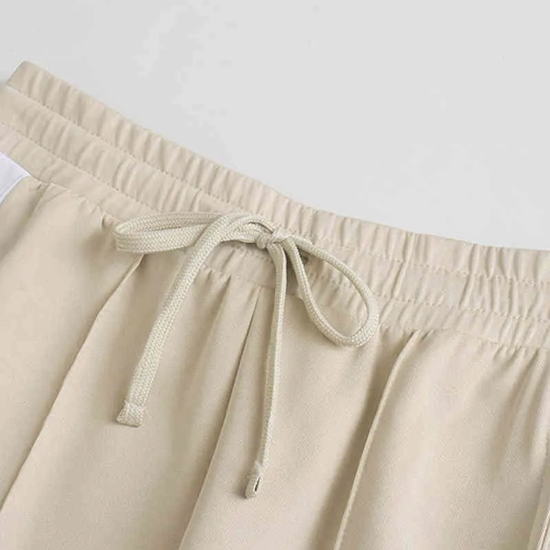 Pantaloni larghi da donna vintage ZA vintage a righe elastici in vita con coulisse papillon pantaloni larghi da strada moda femminile 210513