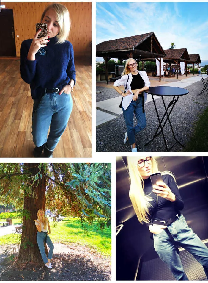 1886 youaxon bomull vintage hög midja mamma jeans kvinnor blå svart denim byxor pojkvän jean femme för kvinnor 210922